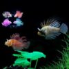 Poisson-lion et méduse lumineuse artificielle en silicone pour aquarium, ornement qui brillent dans le noir, pour paysage sous-marin de bocal à poisson