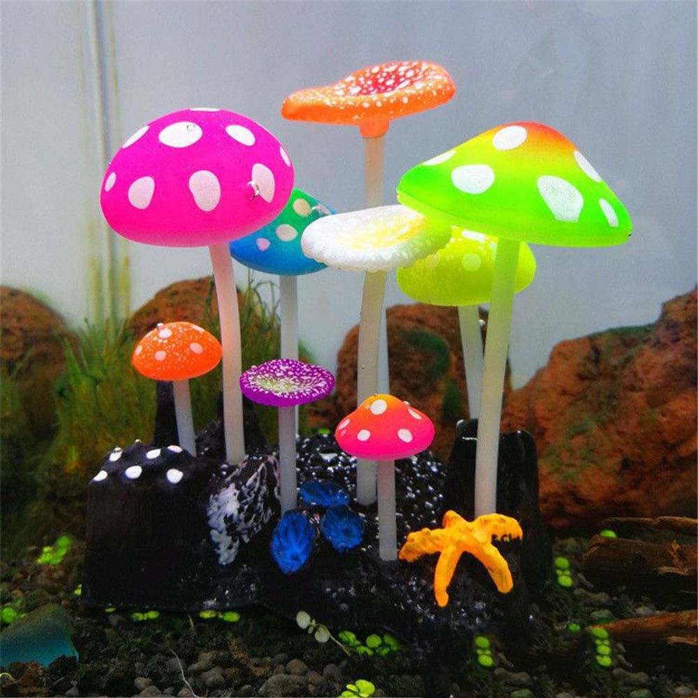 Plantes-d-coratives-artificielles-fluorescentes-en-forme-de-champignon-9-pi-ces-pour-Aquarium-eau-herbe 12 Sortes plante d aquarium Artificielles ,Ornement pour Mauvaises Herbes
