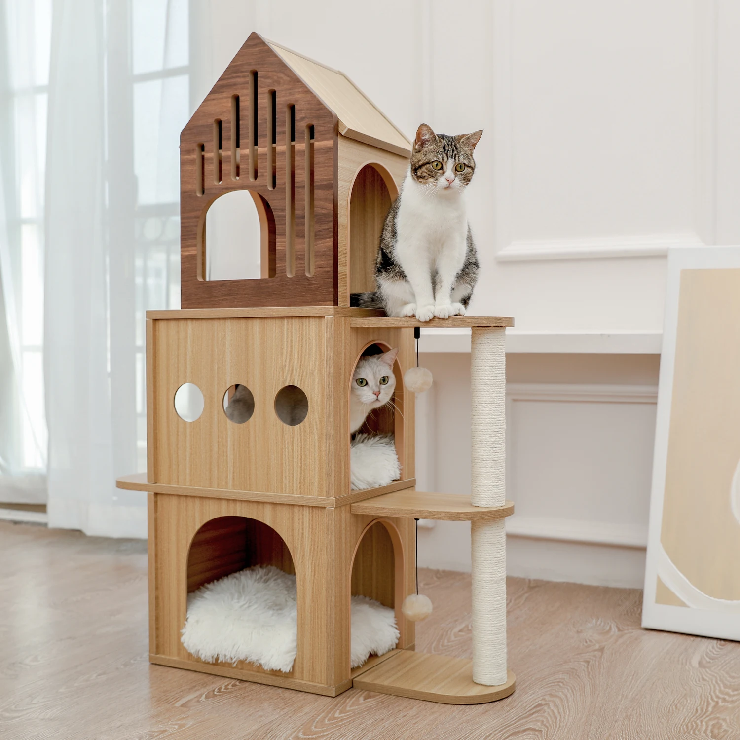 Arbre Chat Plusieurs Niveaux Perchoirs Confortables Jouets d Escalade Protection de Meubles d Activit 1