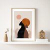 tableau chat Peinture sur toile de bol de soleil Boho abstrait, impression de chats noirs, art mural, décor de pépinière minimaliste