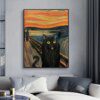 tableau chat Toile de Portrait de chat noir moderne, peintures amusantes, affiches et imprimés