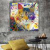 tableau chat peinture à l'huile abstraite avec chat coloré, affiches et imprimés