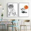 tableau chat Affiches et imprimés de peinture sur toile avec animaux, Style nordique