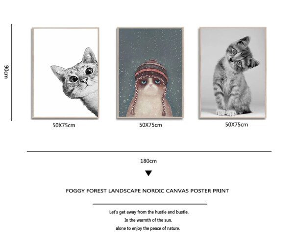 tableau chat Affiches et imprimés de peinture sur toile avec animaux, Style nordique