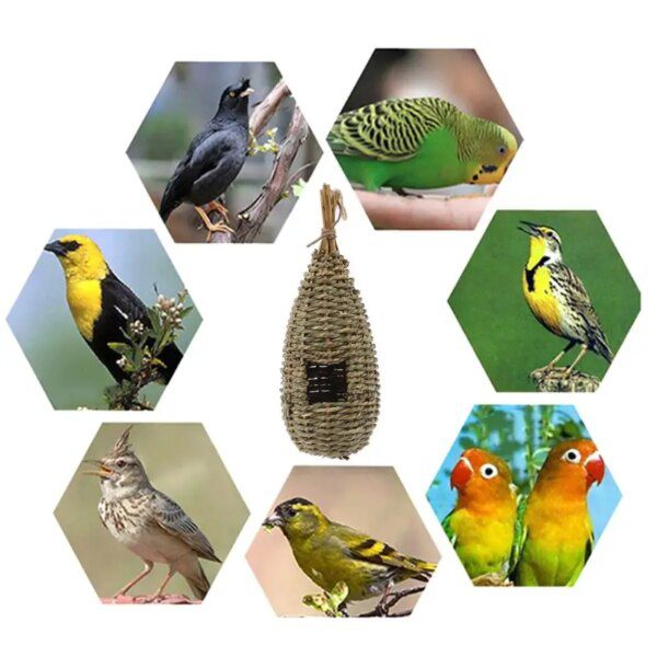 Maison d’Oiseaux Suspendue Style Pastoral – Nid en Fibres Naturelles Tissé