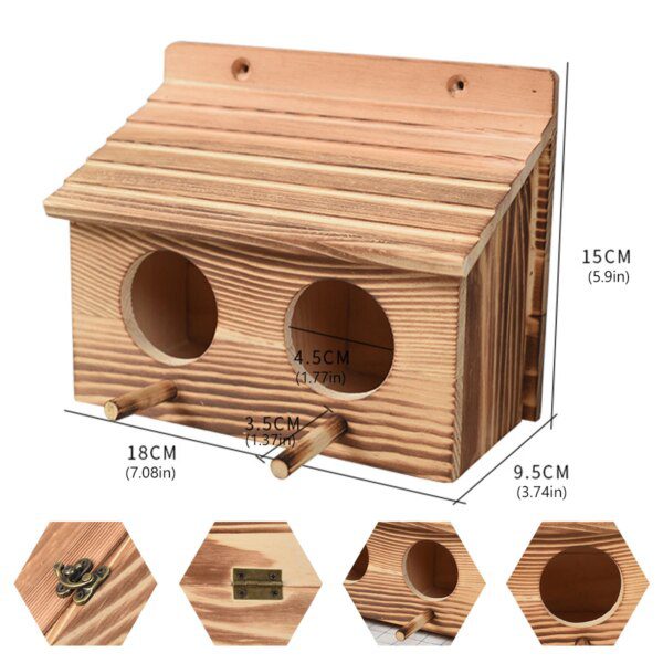103627-5cb0b5.jpg Maison d’Oiseaux à 2 Trous – Nichoir Créatif Suspendu en Bois Fait Main