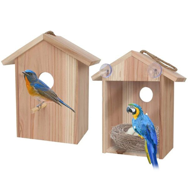 103686-6956d3.jpg Maison d’Oiseaux Bleue en Bois avec Fenêtre Transparente – Nichoir Résistant aux Intempéries