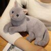 INS Like Real Butter Peluche pour Enfants, Animaux en Peluche, Chat Prone, Couleurs Pures, Gris, Blanc, Jaune, Jouet pour Chaton, Cadeau pour Enfants, 4 Couleurs, 31cm