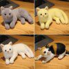 INS Like Real Butter Peluche pour Enfants, Animaux en Peluche, Chat Prone, Couleurs Pures, Gris, Blanc, Jaune, Jouet pour Chaton, Cadeau pour Enfants, 4 Couleurs, 31cm