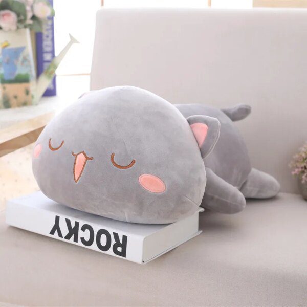 Peluche de chat couché Kawaii 35-65, poupée de chat mignon