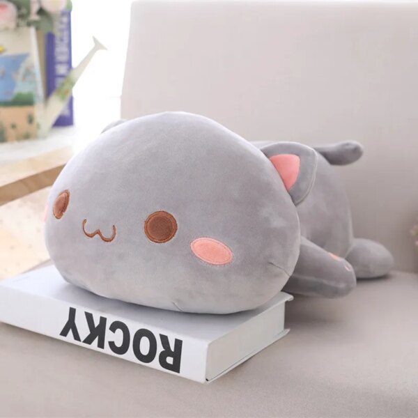 Peluche de chat couché Kawaii 35-65, poupée de chat mignon