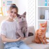 peluche chat Coussin de chat en peluche doux et réaliste