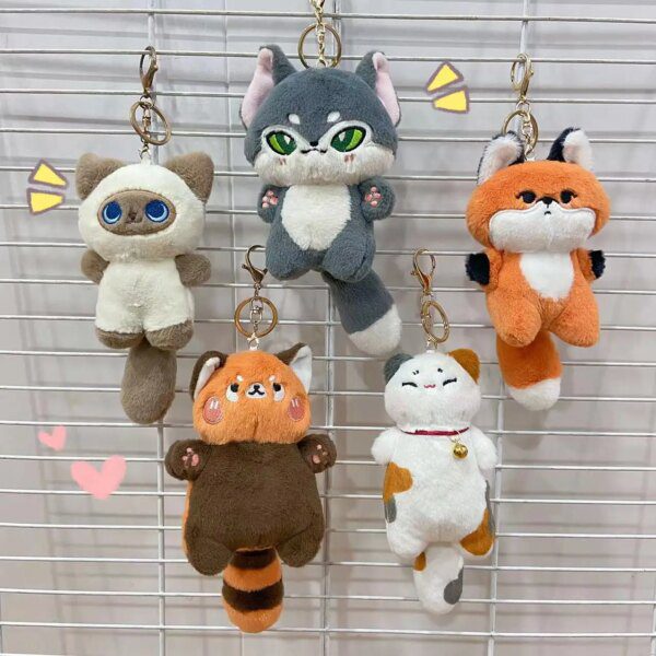 Chat peluche doux pour enfants, petit pendentif, loup