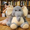 Peluche geante d'éléphant géant gris, grandes oreilles à volants
