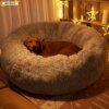 Lit rond ultra doux en peluche – Nid chaud d’hiver