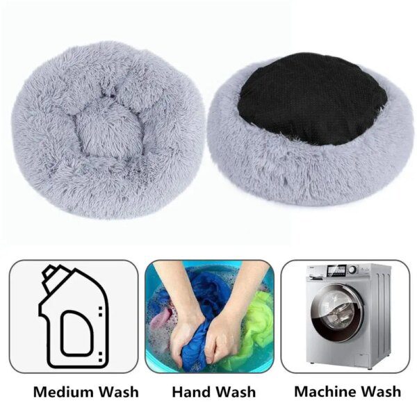 Lit rond ultra doux en peluche – Nid chaud d’hiver