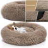 Lit rond ultra doux en peluche – Nid chaud d’hiver