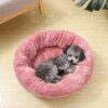 Coussin rond en peluche lavable – Nid chaud d’hiver