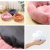 Coussin rond en peluche lavable – Nid chaud d’hiver