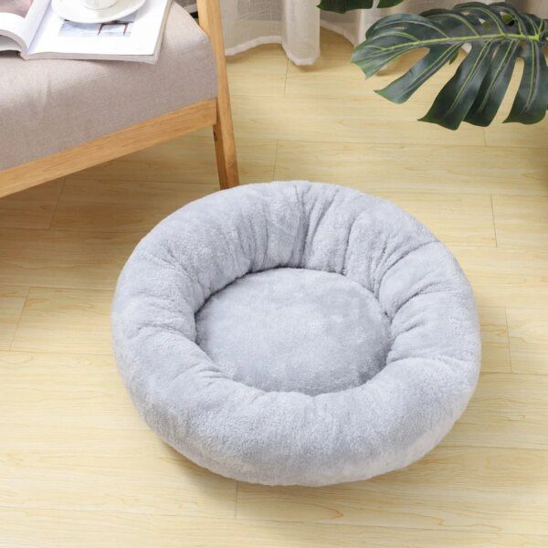 Coussin rond en peluche lavable – Nid chaud d’hiver