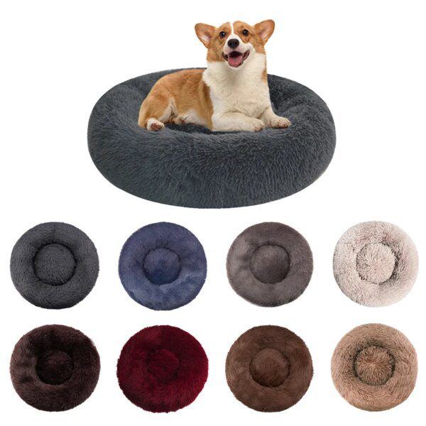 Coussin beignet en peluche longue – Lit câlin rond