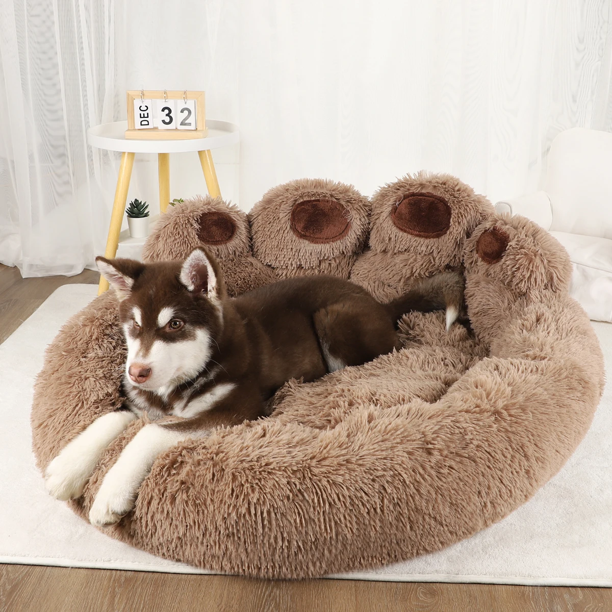 Panier chien et chat en peluche lavable