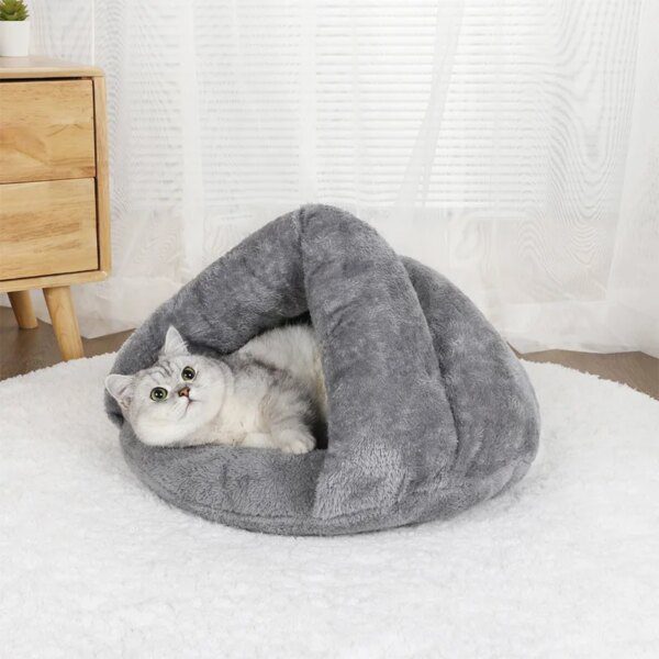 Lit pour Chat en Peluche Super Doux – Grotte Lavable