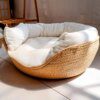 Panier Chat en Bambou Tissé – Lit Doux 4 Saisons avec Coussin