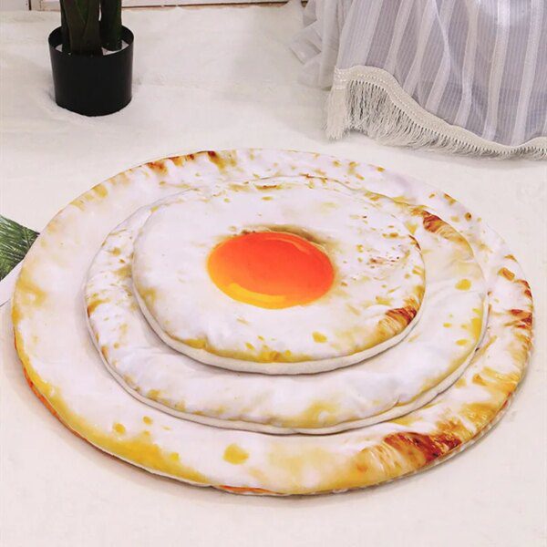 Coussin pour chat Tapis de sol rembourré à motif de pizza pour animaux de compagnie