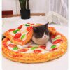 Coussin pour chat Tapis de sol rembourré à motif de pizza pour animaux de compagnie