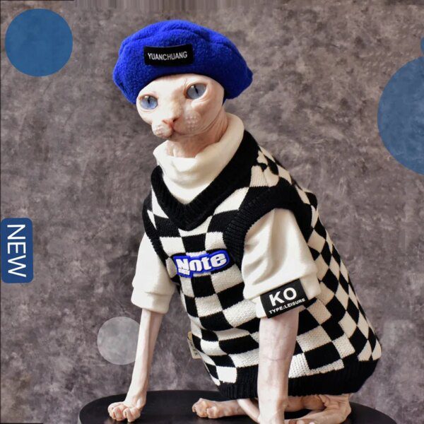 Deguisement pour chat Pull épais à col en V pour chat Sphinx sans poils