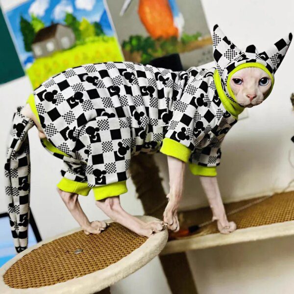 Déguisement pour chat – Pull 4 pattes avec couvre-queue pour chat sans poils