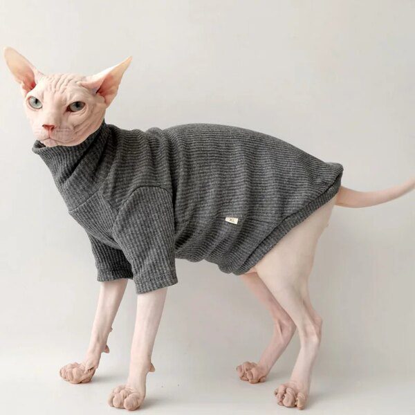Déguisement pour chat – Pull en coton à col roulé pour chat Sphynx