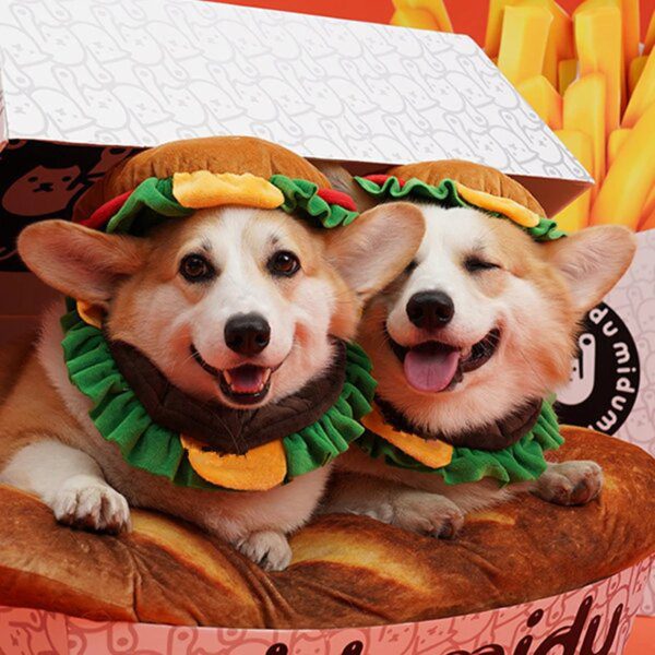 Chapeau Hamburger mignon pour chat & chien – Accessoire cartoon