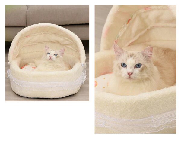 116301-6880e7.jpg Panier Chat Princesse avec Auvent – Lit Rond Cocoon