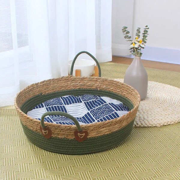 116370-0eb7ed.jpg Panier Chat Rond en Rotin Tissé à la Main – Lit Naturel