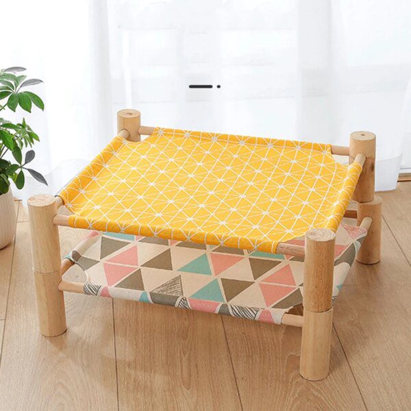 Hamac surélevé universel pour chat & petit chien – Lit-balançoire en bois