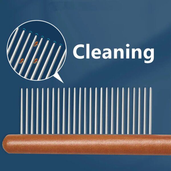 Peigne de Toilettage pour Chat & Chien – Acier Inoxydable & Poignée en Bois