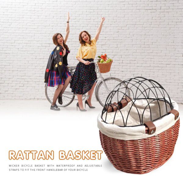 Panier vélo chat tissé à la main – Panier avant guidon multifonction