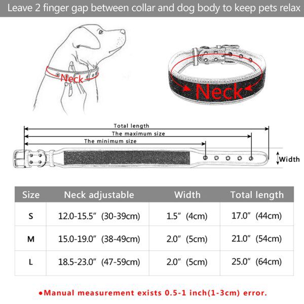 Collier Large en Cuir Suédé Bling pour Chiens Moyens & Grands – Confort