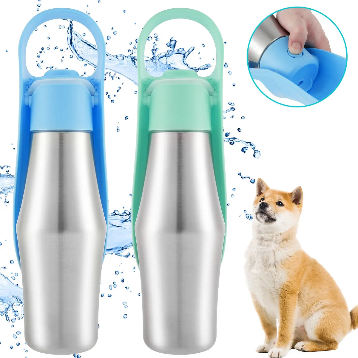 Gourde chien acier inox 750ml - bouteille d eau portable pour chien