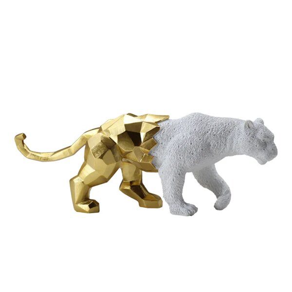 Statue de panthère géométrique en résine – Sculpture abstraite