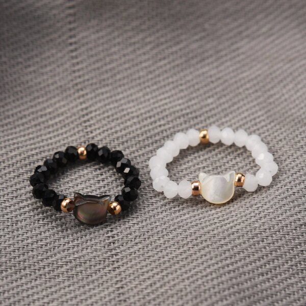 spinelle noire danger Bague chat noir pour femmes, mode coréenne, pierre de cristal