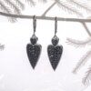 spinelle noire danger – boucles d'oreilles en forme de cœur pour femme, bijou fin en argent Sterling 925
