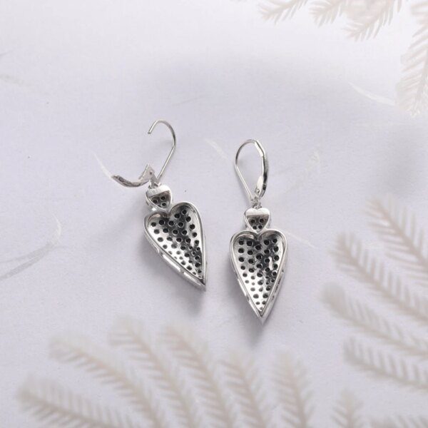 spinelle noire danger – boucles d'oreilles en forme de cœur pour femme, bijou fin en argent Sterling 925