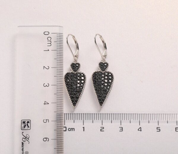 spinelle noire danger – boucles d'oreilles en forme de cœur pour femme, bijou fin en argent Sterling 925
