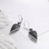 spinelle noire danger – boucles d'oreilles en forme de cœur pour femme, bijou fin en argent Sterling 925