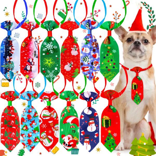 126059-93891b.jpg Nœuds Papillon de Noël pour Animaux de Compagnie – Lot de 10 Pièces
