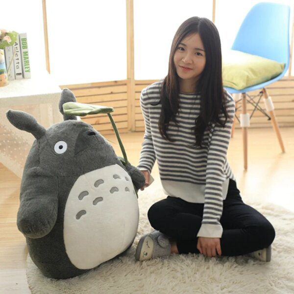 Peluche de Totoro de 30cm, Kawaii, animaux en peluche, poupées de dessin animé, chats avec feuille de Lotus ou dents
