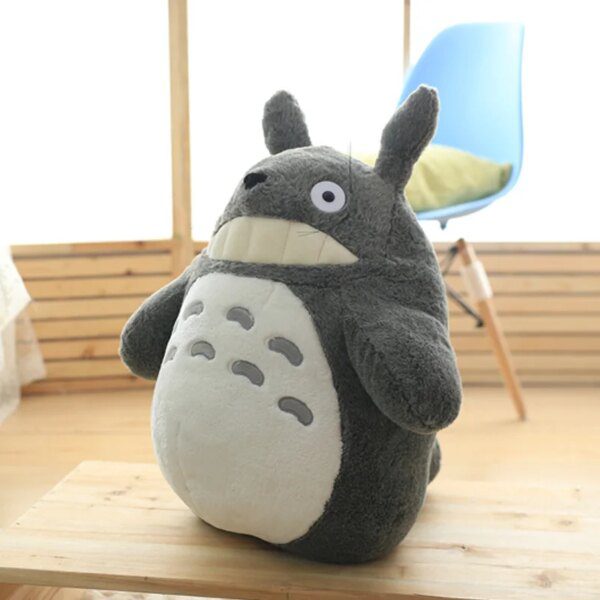 Peluche de Totoro de 30cm, Kawaii, animaux en peluche, poupées de dessin animé, chats avec feuille de Lotus ou dents